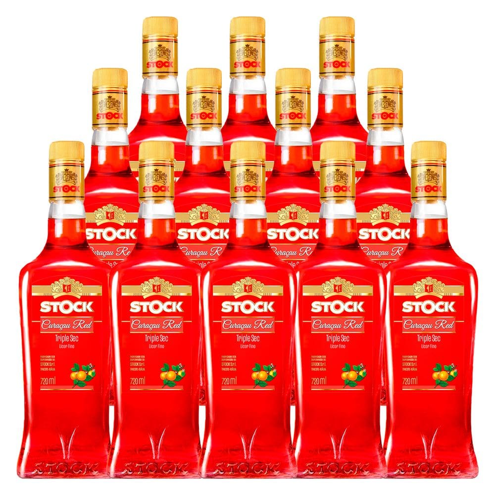 Licor Fino de Laranja Stock Curaçau Red 720ml 12 Unidades
