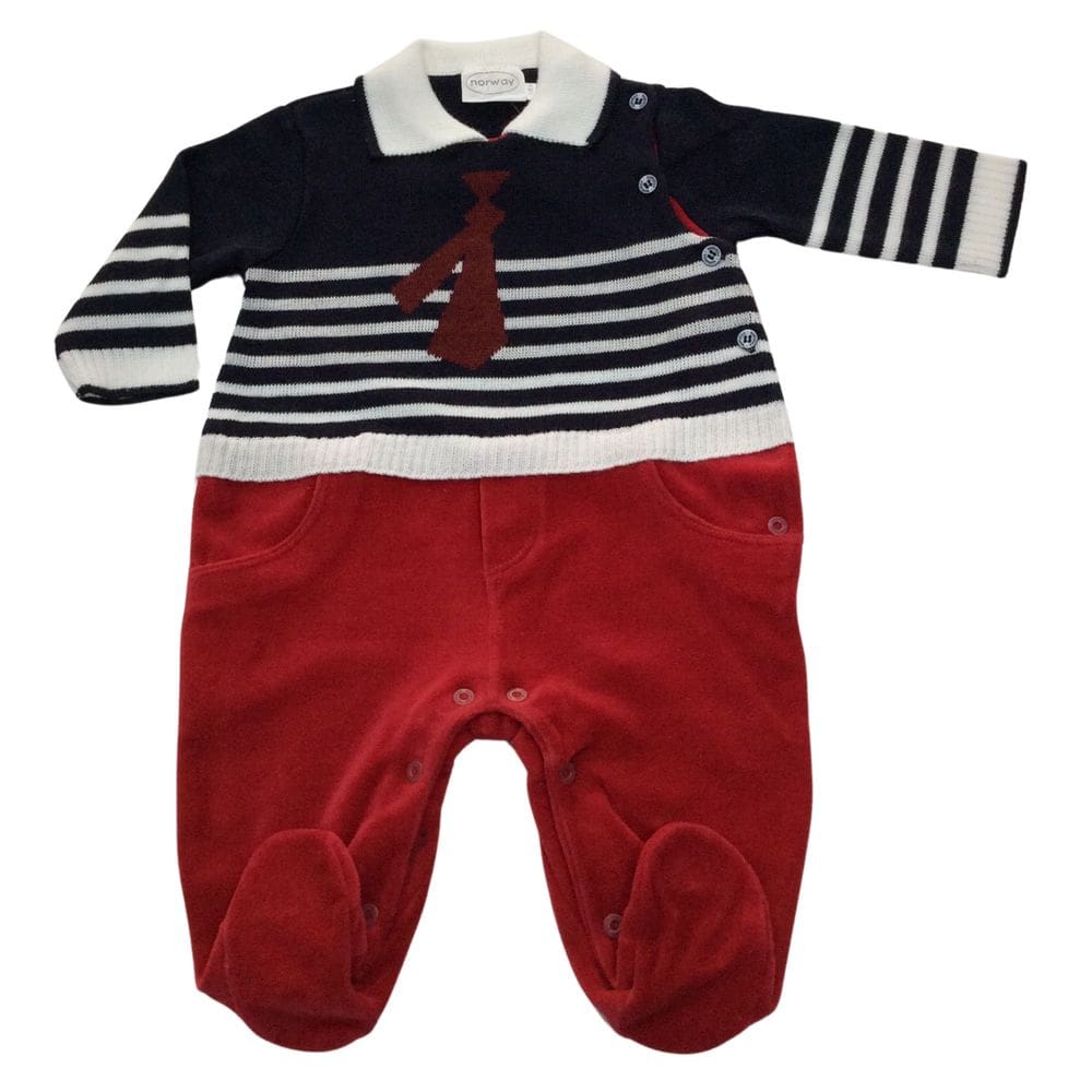 Macacão bebê Masc Noruega Marinho Vermelho