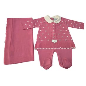 Saida Maternidade fem Tricot Noruega Rosa