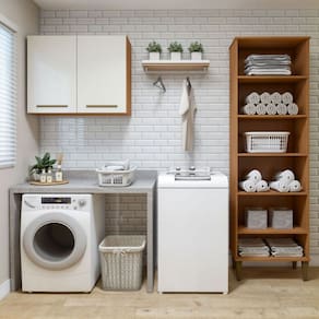 Lavanderia Completo Belém 2 Portas 6 Prateleiras Natural/Off White - Kaiki Móveis