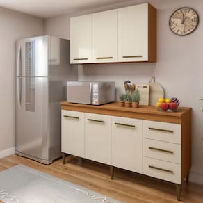 Cozinha Compacta Maceió 6 Portas 3 Gavetas Natural/Off White - Kaiki Móveis