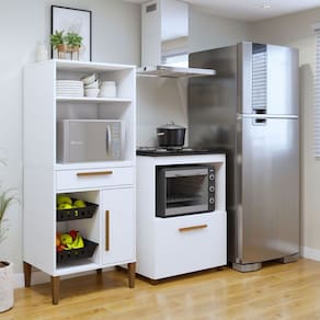 Cozinha Compacta Porto Velho 2 Portas 1 Gaveta Branco - Kaiki Móveis