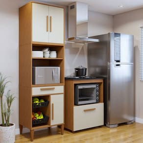 Cozinha Compacta João Pessoa 4 Portas 1 Gaveta Natural - Kaiki Móveis
