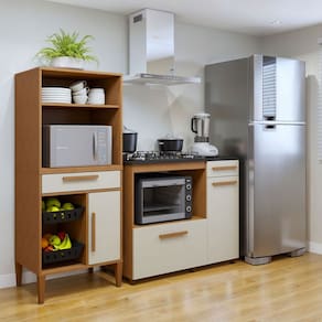 Cozinha Compacta Contagem 3 Portas 2 Gavetas Natural - Kaiki Móveis