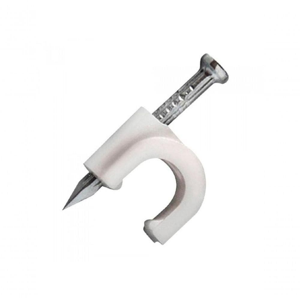 Fixa Fio- Cabo Rg6 8mm Branco Com Prego De Aco Pacote
