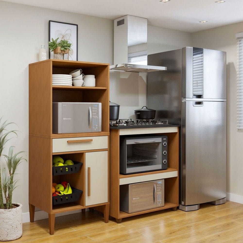 Cozinha Compacta Vila Velha 1 Porta 1 Gaveta Natural - Kaiki Móveis