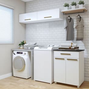 Lavanderia Completa Magé 4 Portas 1 Gaveta Branco - Kaiki Móveis