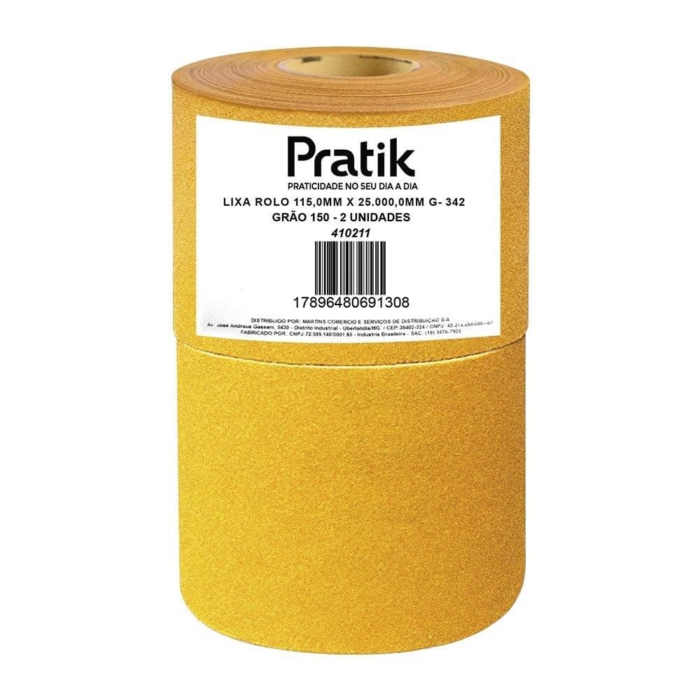 Lixa em Rolo Pratik Multiuso G-342 Grão 150 115mmx25m - Embalagem com 2 Unidades