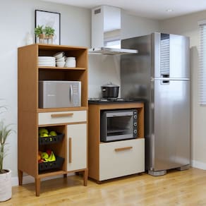 Cozinha Compacta Porto Velho 2 Portas 1 Gaveta Natural - Kaiki Móveis