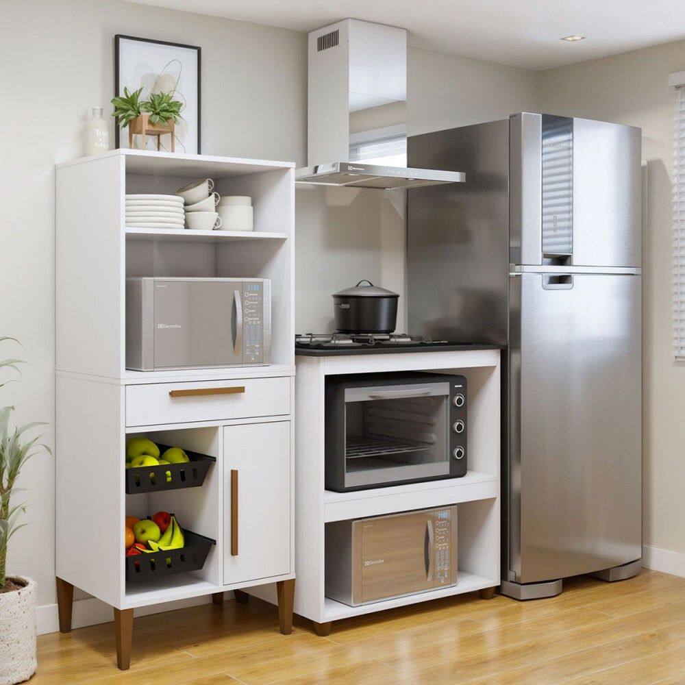 Cozinha Compacta Vila Velha 1 Porta 1 Gaveta Branco - Kaiki Móveis