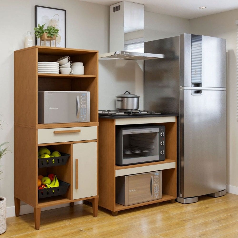 Cozinha Compacta Vila Velha 1 Porta 1 Gaveta Natural - Kaiki Móveis