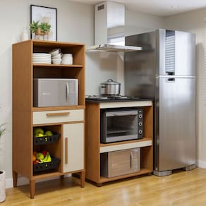 Cozinha Compacta Vila Velha 1 Porta 1 Gaveta Natural - Kaiki Móveis