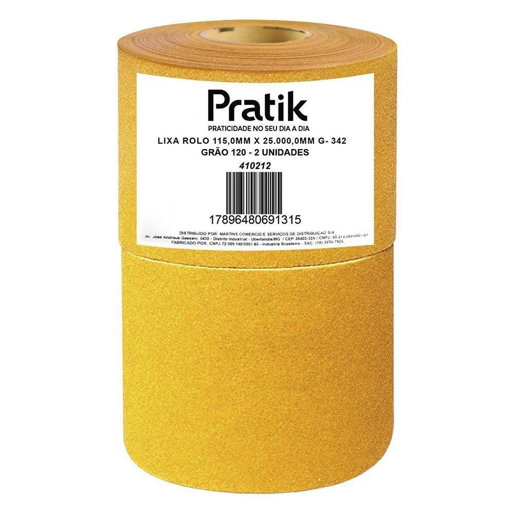 Lixa em Rolo Pratik Multiuso G-342 Grão 120 115mmx25m - Embalagem com 2 Unidades