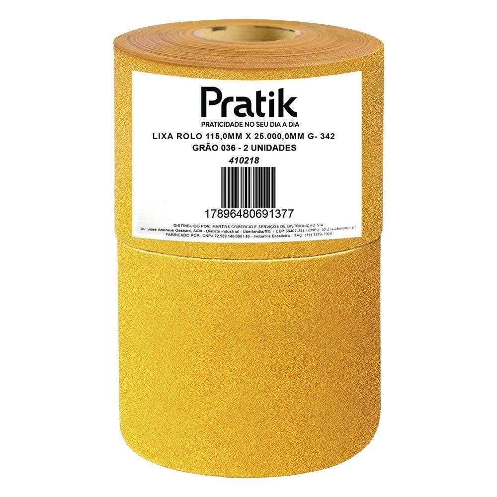 Lixa em Rolo Pratik Multiuso G-342 Grão 36 115mmx25m - Embalagem com 2 Unidades