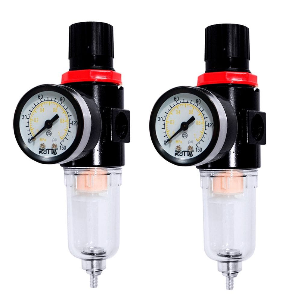 2 Filtros de Ar Eliminador de Água com Regulador de Pressão e Manômetro 1/4 Rotta 376 Afr-2000 4002