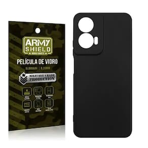 Capa Preta Para Moto G35 + Película de Vidro 3D - Armyshield