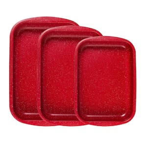 Jogo 3 Assadeiras Antiaderente Cerâmica Red Marble Duralar