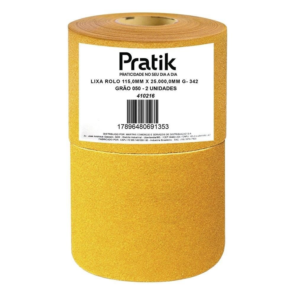 Lixa em Rolo Pratik Multiuso G-342 Grão 50 115mmx25m - Embalagem com 2 Unidades