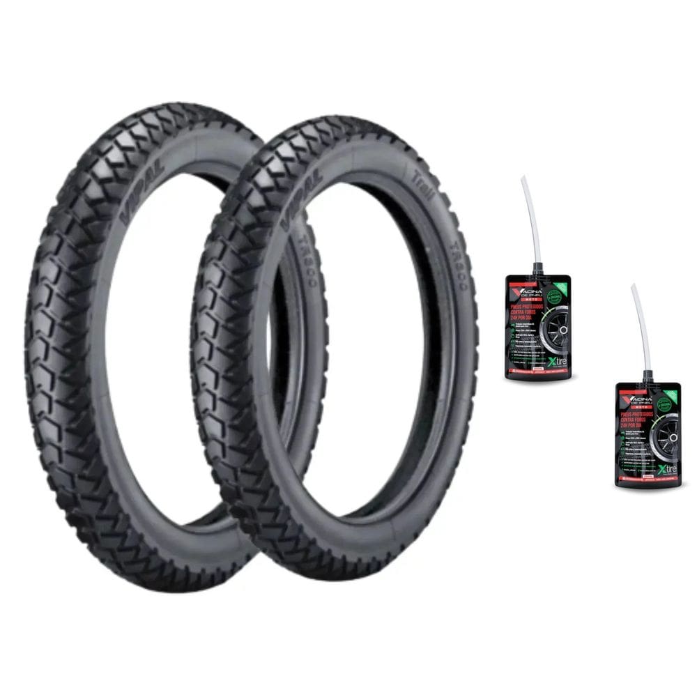 Par Pneu 90/90-21 + 130/80-18 TR300 Vipal + REPARO TAPA FURO Xtz 250 Tenere