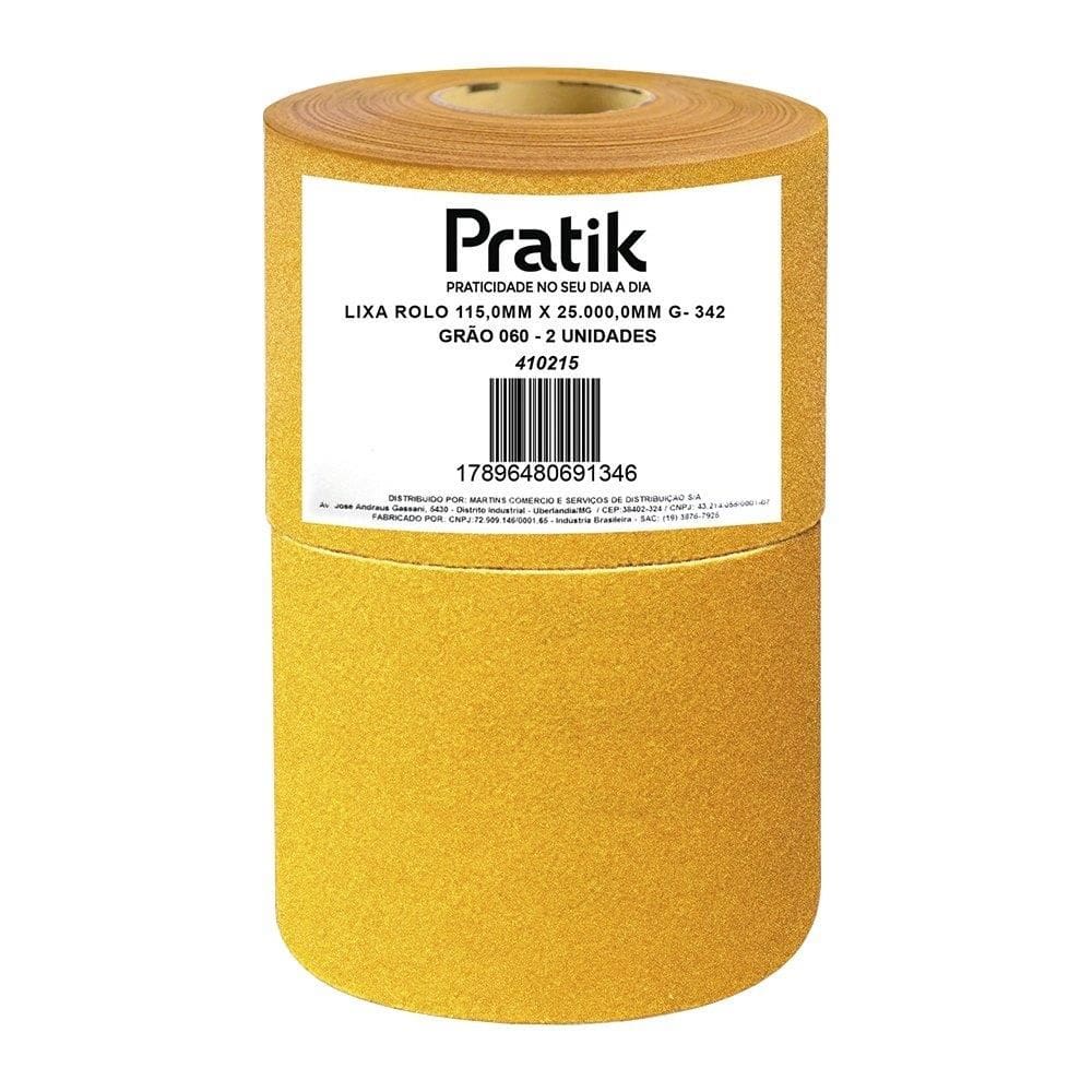Lixa em Rolo Pratik Multiuso G-342 Grão 60 115mmx25m - Embalagem com 2 Unidades