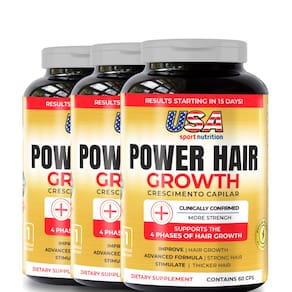 Crescimento Capilar ACELERADO - Power Hair Growth (180 Cap) - USA Sport Nutrition