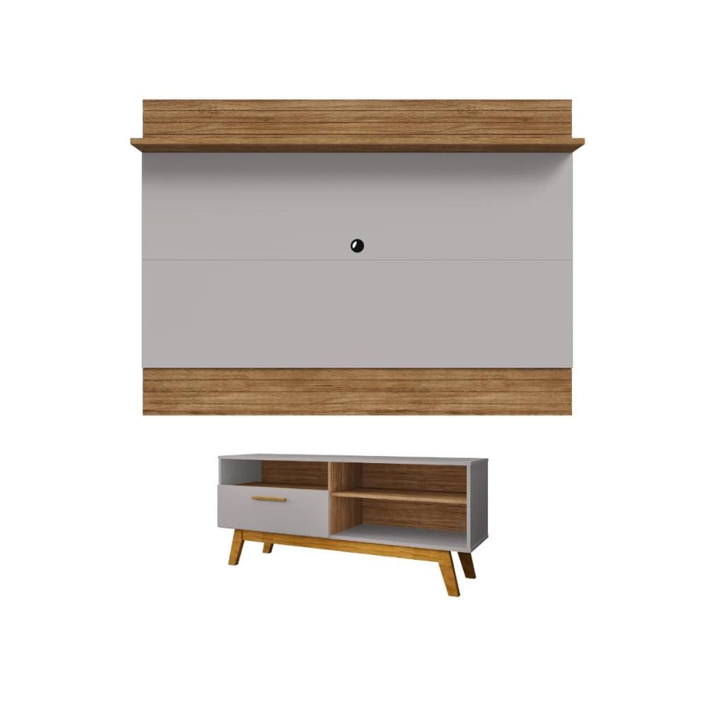 Conjunto Painel e Rack Whiterun Cinamomo Off White