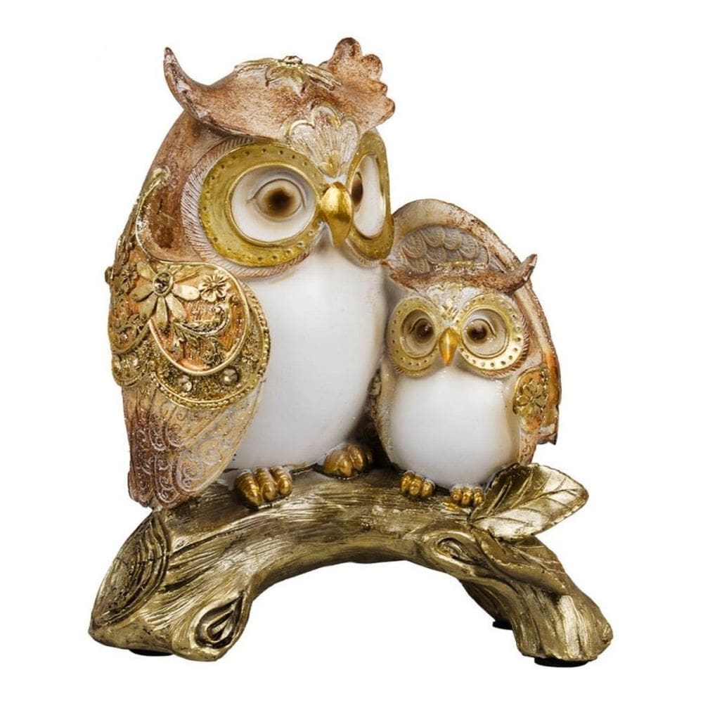 Enfeite Decoração Corujas Corujinhas Galho Douradas - 18cm