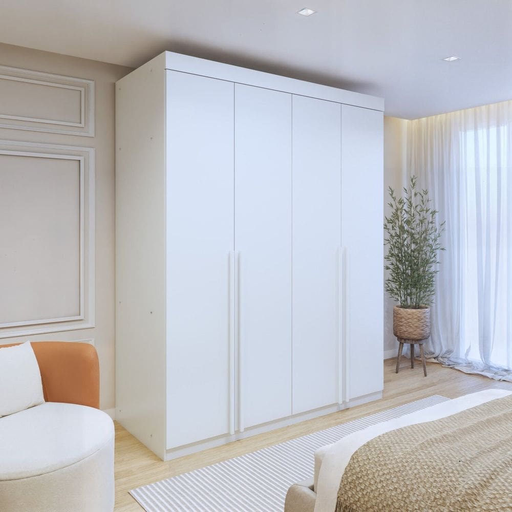 Guarda-roupa 4 Portas 100% Mdf Versátil Branco
