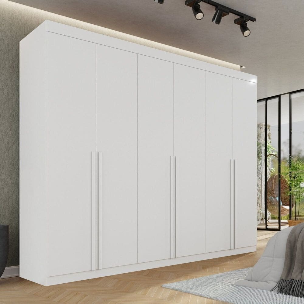 Guarda-roupa Casal 100% Mdf Florianopolis Branco Neve