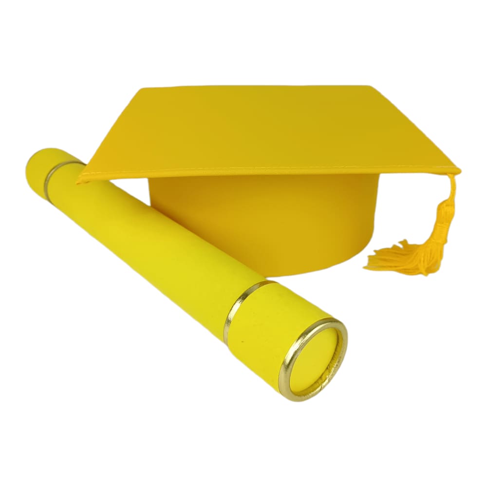 Capelo E Canudo De Formatura Amarelo Infantil
