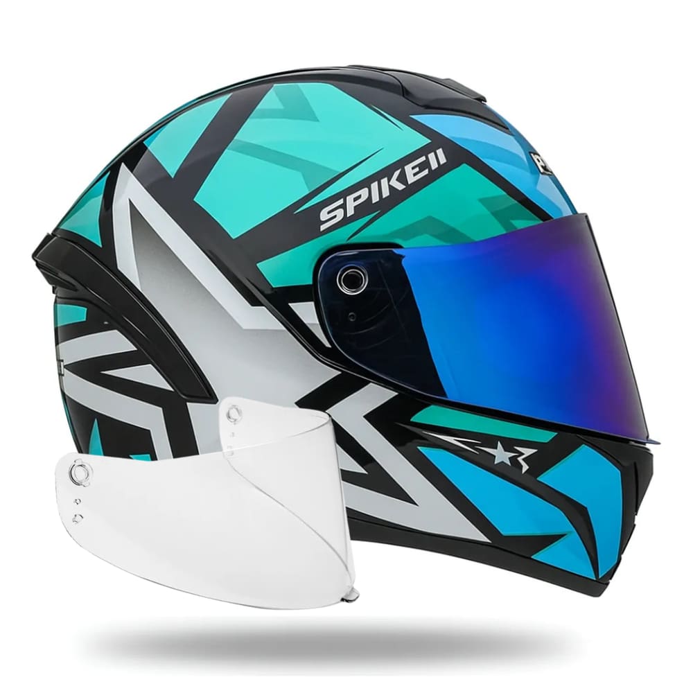 Capacete Peels Spike 2 Verde Água + Viseira Azul Espelhada