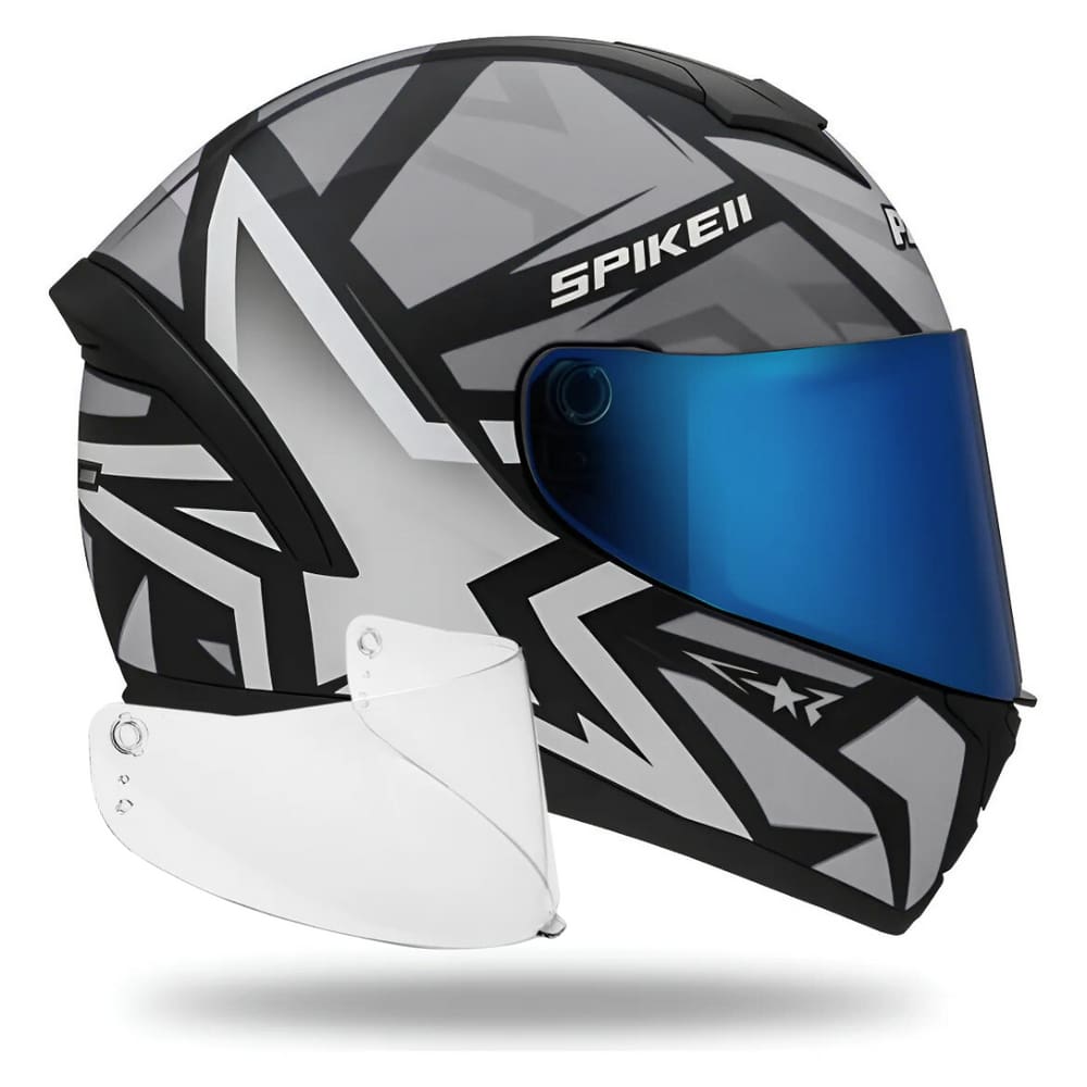 Capacete Peels Spike 2 Prata C/ Narigueira + Viseira Azul