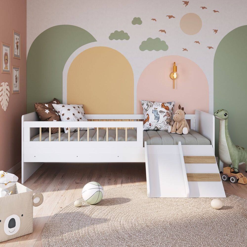 Cama Montessoriana de Solteiro com Escada e Escorrega Linha Affetto AFT010 - Completa Móveis