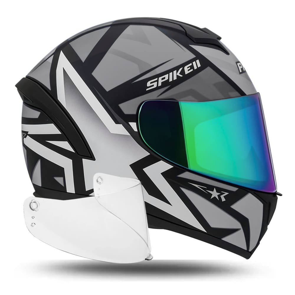 Capacete Peels Spike 2 Prata C Narigueira E Viseira Camaleão