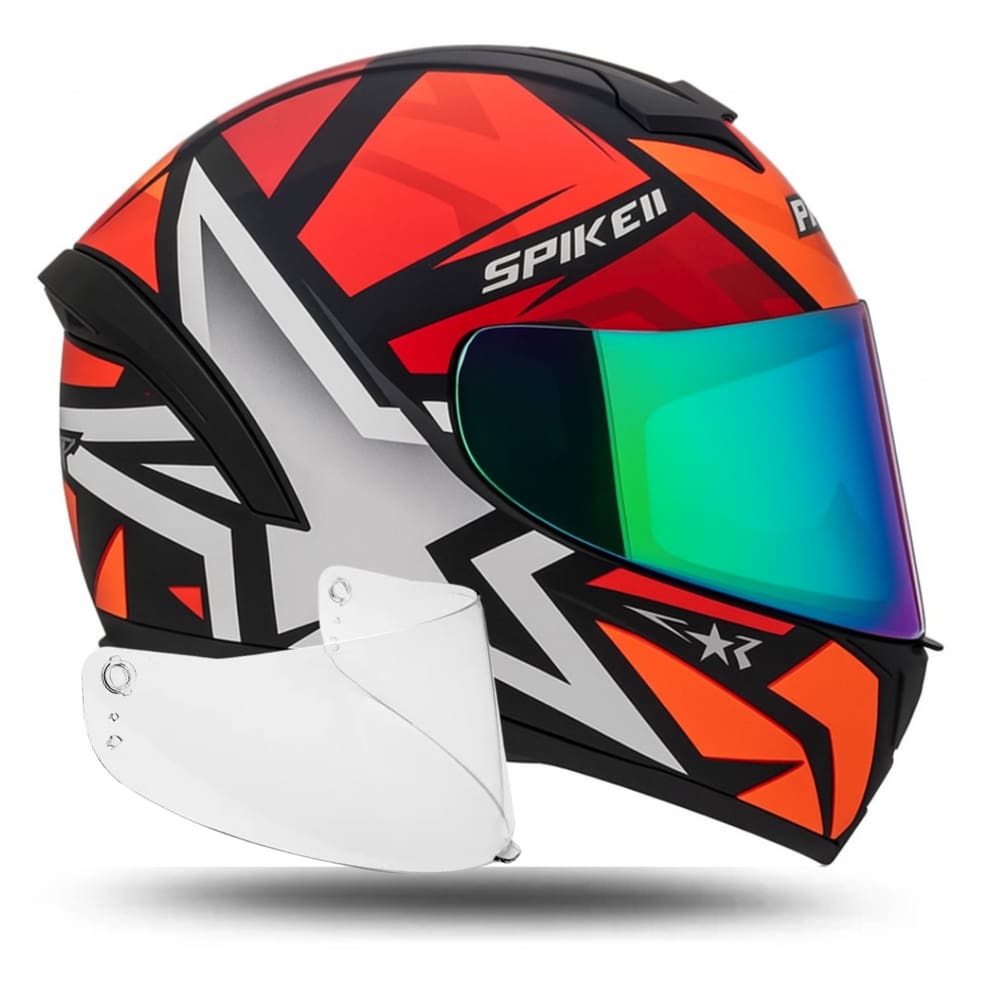 Capacete Masculino Vermelho Spike 2 Mais Viseira Camaleão