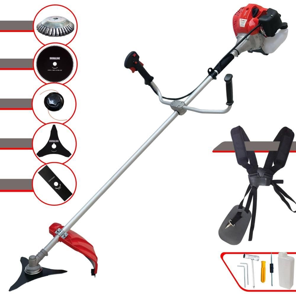 Roçadeira CG430P Anmax À Gasolina 43cc 2HP 9.000rpm 5 Em 1 Com Carretel + Faca 2 Pontas + Faca 3 Pontas + Faca 80 Dentes + Escova de Aço Circular