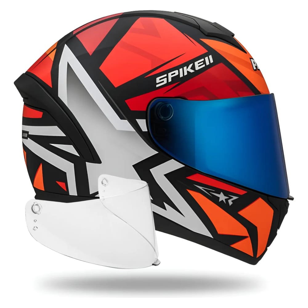 Capacete Peels Masculino Spike 2 Vermelho Mais Viseira Azul