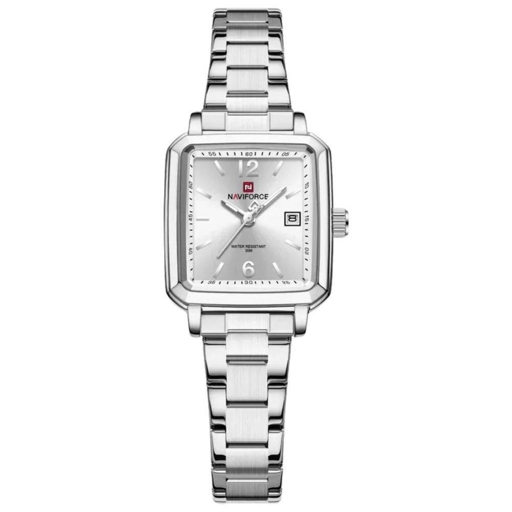 Relógio Feminino Design Quadrado Casual De Quartzo Impermeavel De Aço Inoxidavel Prata
