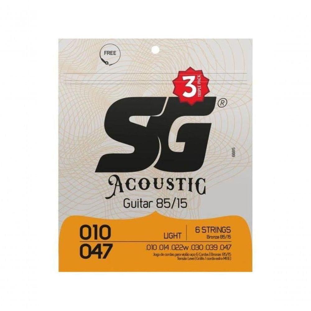 Encordoamentos Para Violão Aço .010 Bronze 85-15 Light Sg