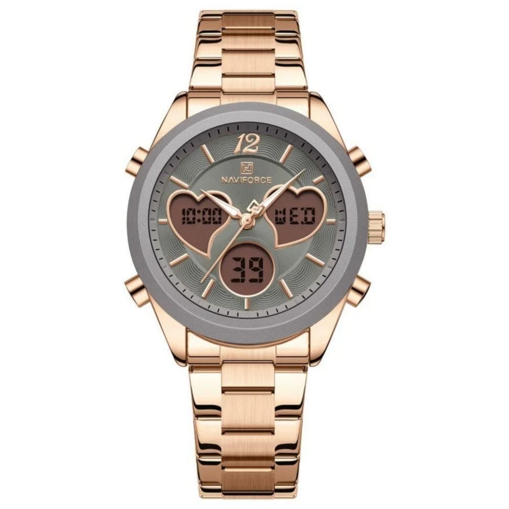 Relógio Feminino Design Coração Quartzo Analógico Lcd Digital Impermeavel Casual Roxo Dourado