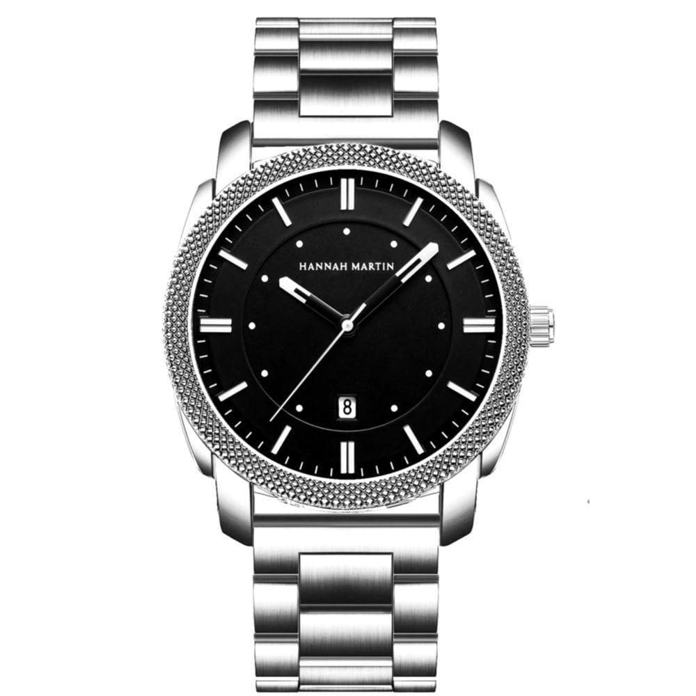 Relógio Quartzo Impermeável De Aço Inoxidável Masculino Esportivo Estilo Casual Prata