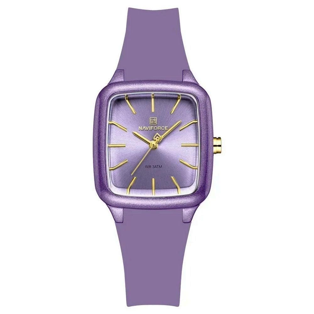 Relogio Feminino Design Quadrado Casual Simples Impermeavel Pulseira Silicone Roxo