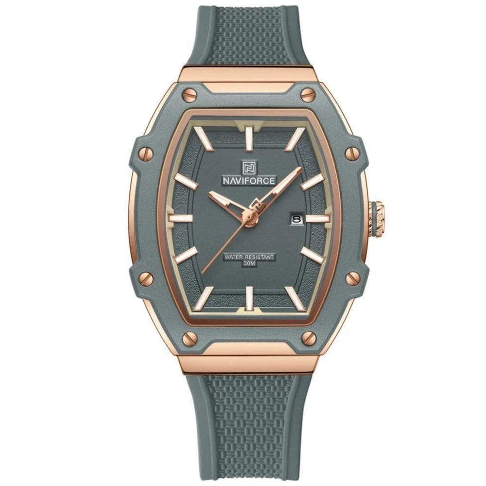 Relógio Feminino De Quartzo De Silicone Casual Tonneau Pulseira De Silicone Impermeavel Cinza