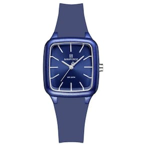 Relogio Feminino Design Quadrado Casual Simples Impermeavel Pulseira Silicone Azul