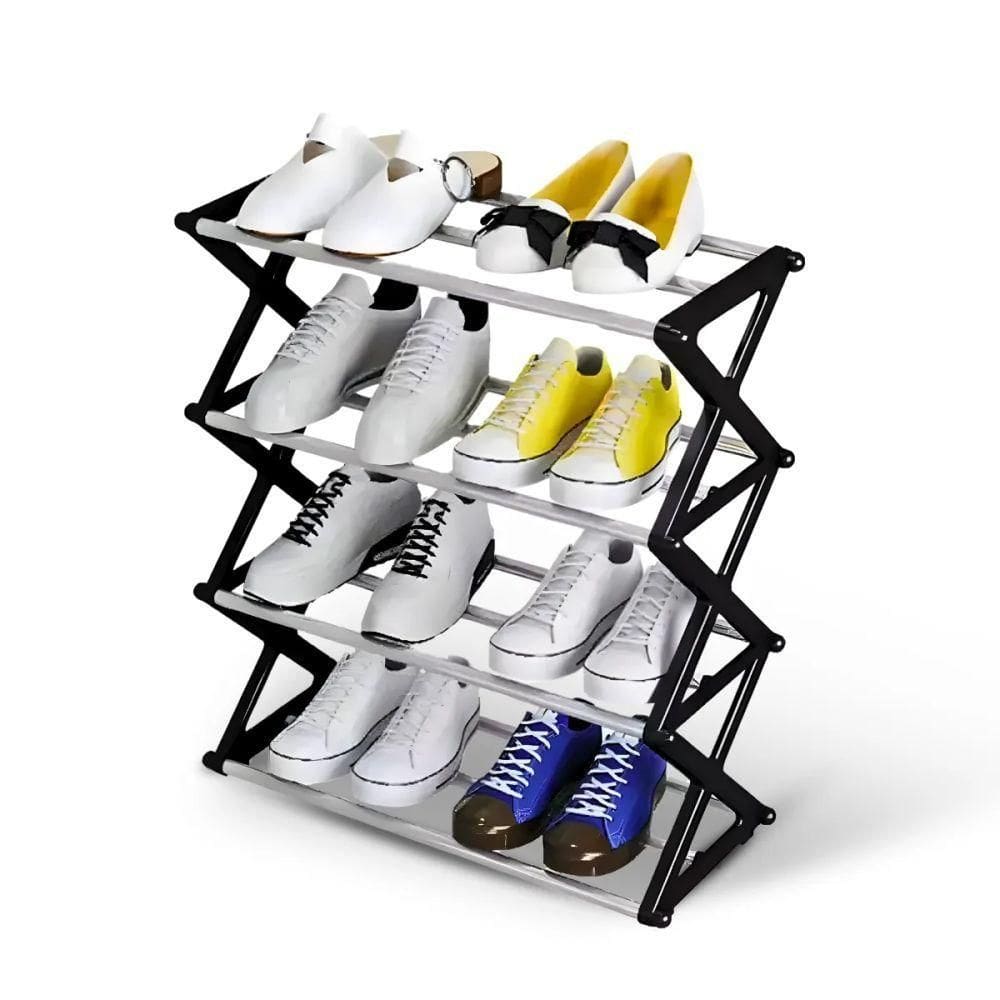 Sapateira Preta Organizadora Com 4 Prateleiras 08 Pares