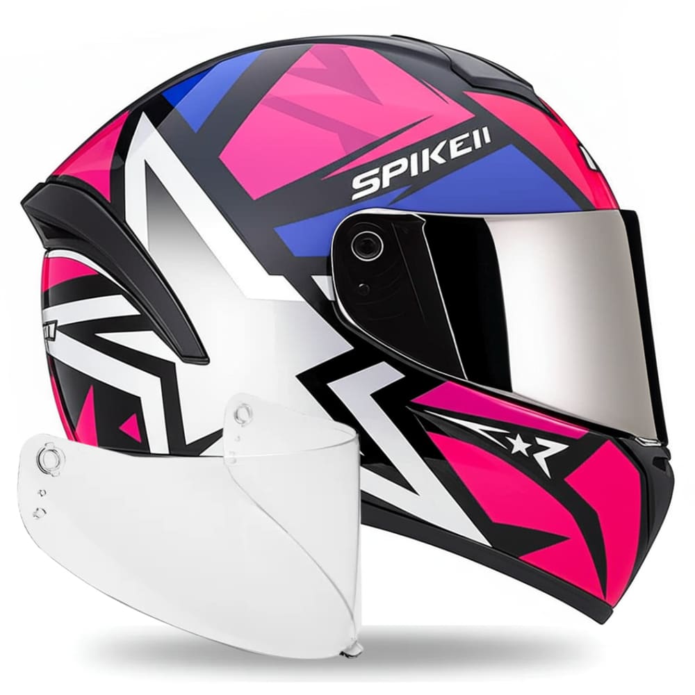 Capacete Feminino Rosa Spike 2 C/ Narigueira + Viseira Metal