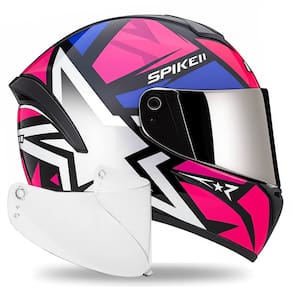 Capacete Feminino Rosa Spike 2 C/ Narigueira + Viseira Metal