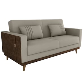Sofa Cama 2 Lugares 203 cm Esther Veludo Corino Marrom Whisk Milani Store