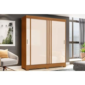 Guarda Roupa Solteiro 2 Portas de Correr e 2 Gavetas c/ Pés Briz B353 Flex Nature/Off White ou Cinza - Henn