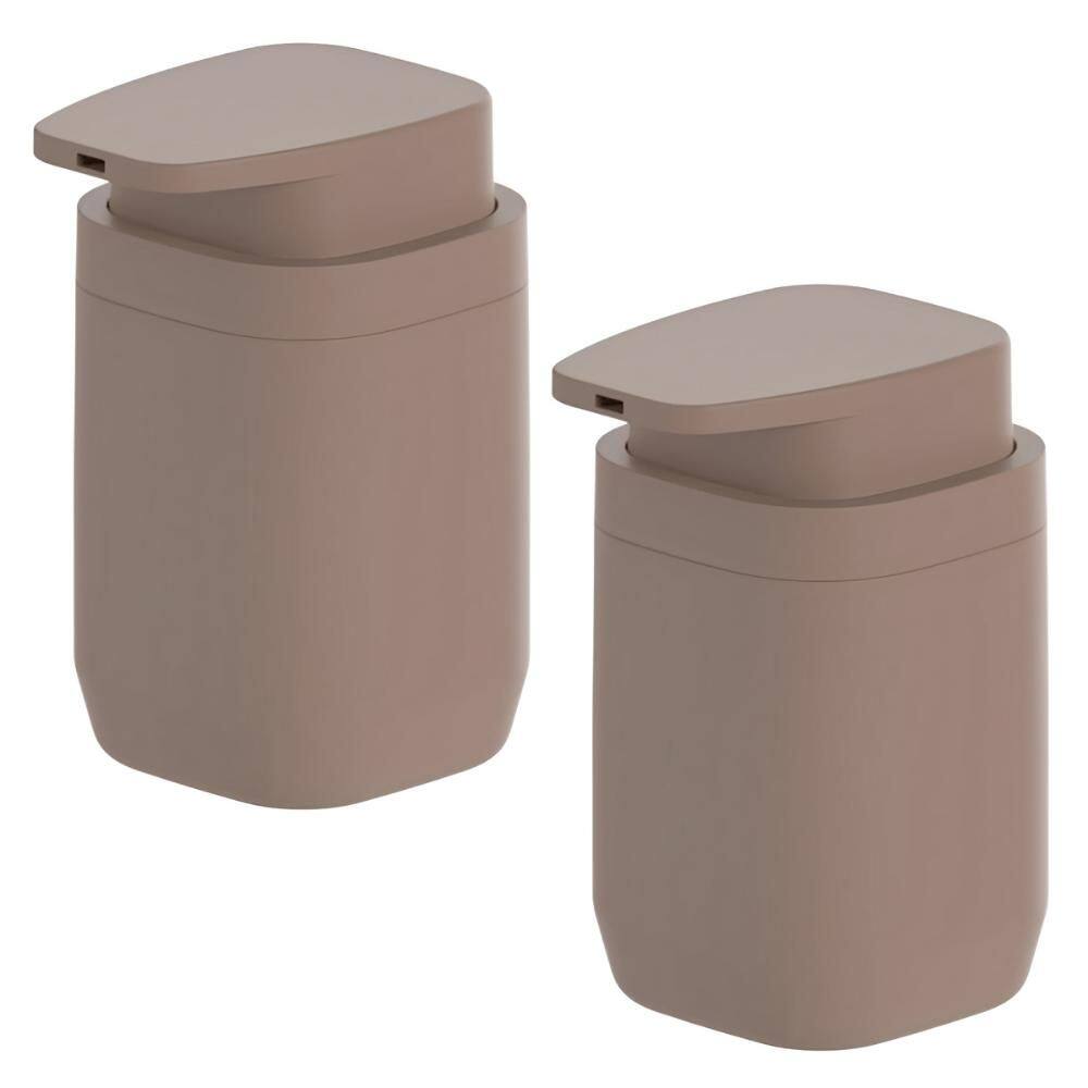 2x Porta Sabonete Líquido Banheiro 380ml Ou Aura Marrom